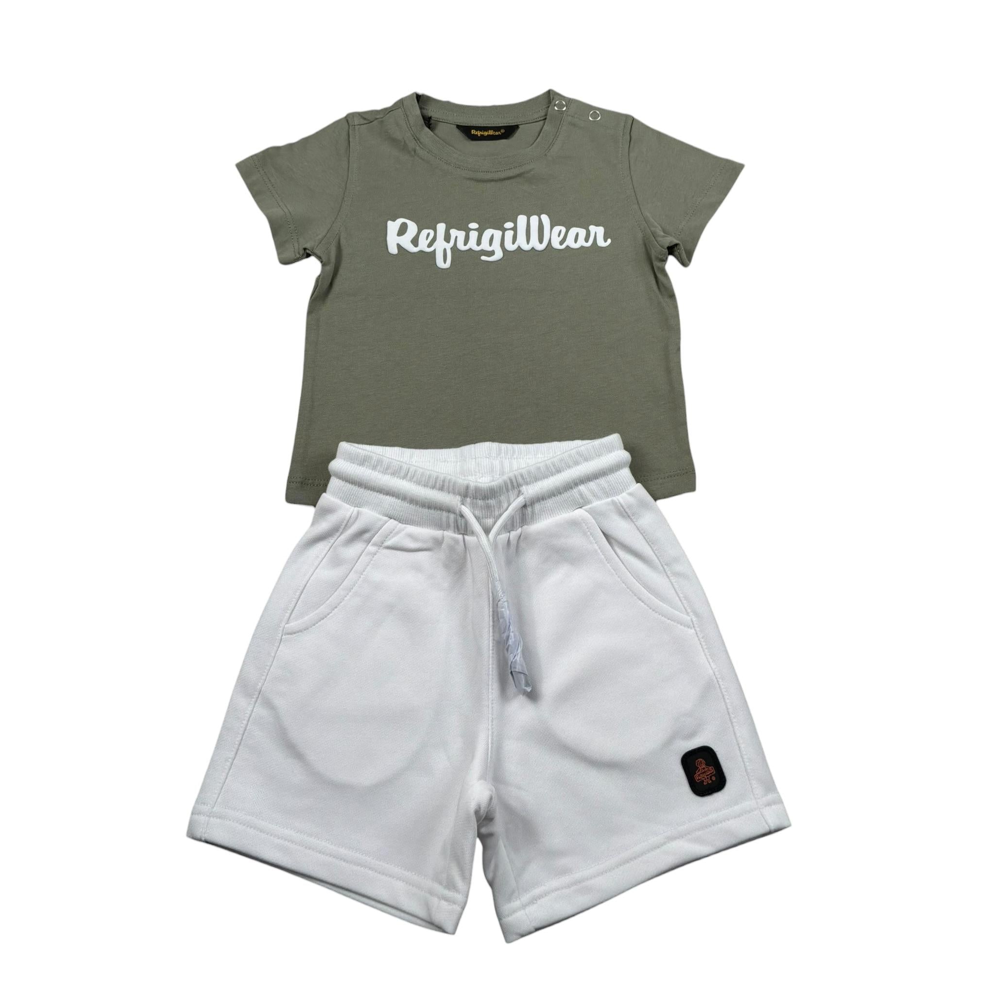 Refrigiwear Completo 2 Pezzi T-Shirt-Bermuda per Neonato 211DRMNS25 VERDE/BIANCO REFRIGIWEAR 