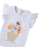 Mini Banda T-Shirt Girocollo Tinta Unita con Stampa per Neonata 0B318 BIANCO MINI BANDA 