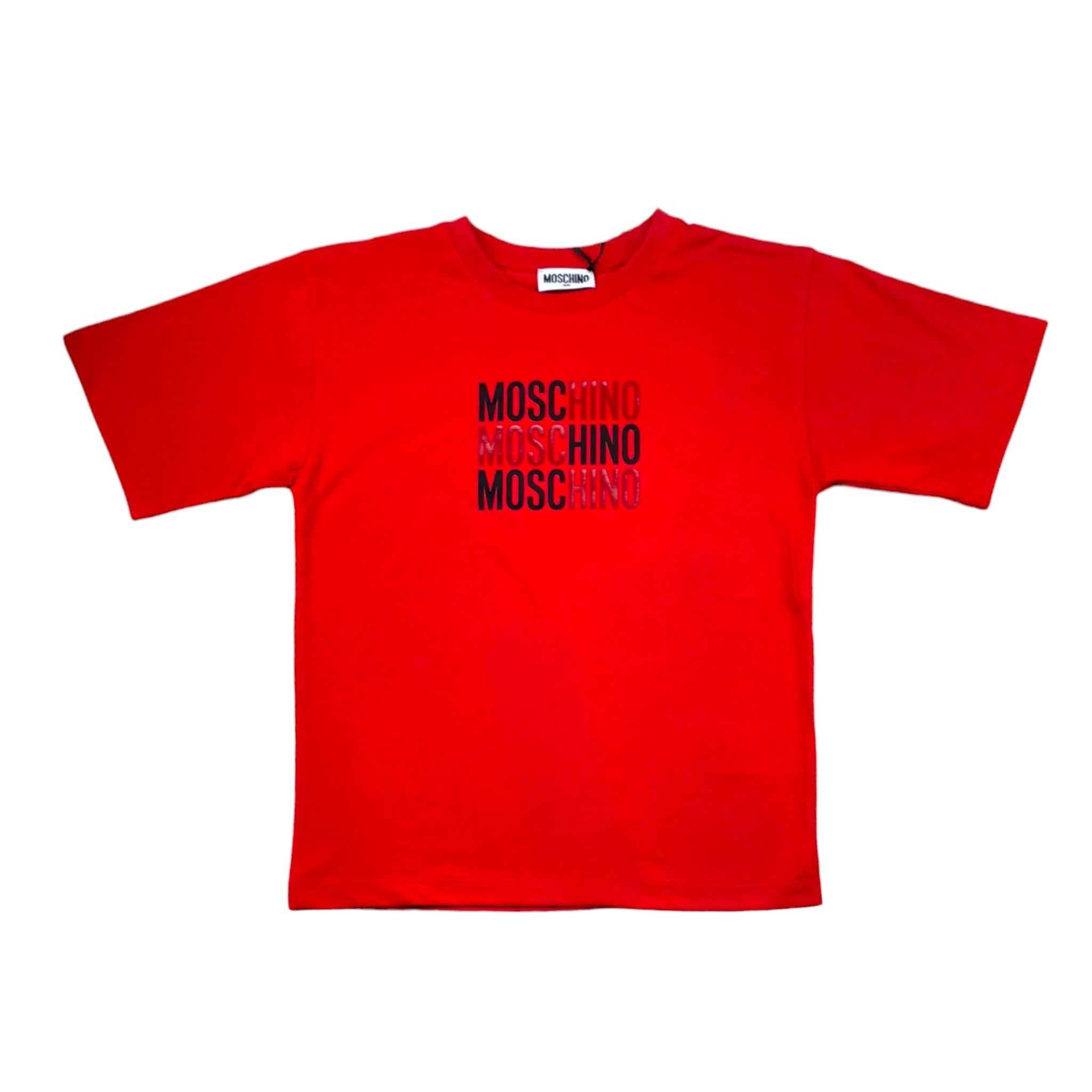Moschino T-Shirt Girocollo Tinta Unita con Stampa per Bambino H5M05G ROSSO MOSCHINO 
