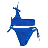 Cotazur Costume Tinta Unita 2 Pezzi Monospalla-Mutandina Blu Per Bambina