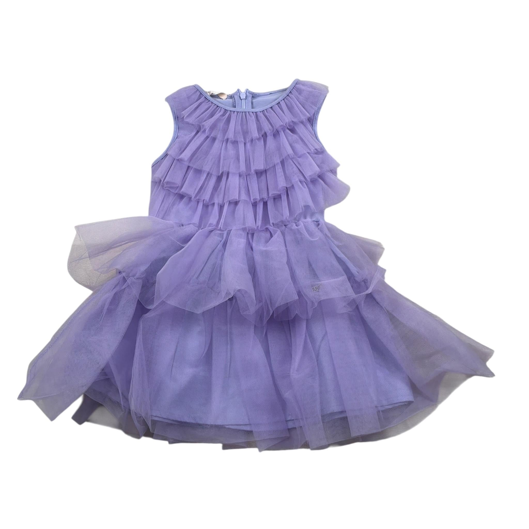 Liu Jo Abito Giromanica tinta unita con Tulle Lilla per Bambina KA3015 LILLA LIU JO 