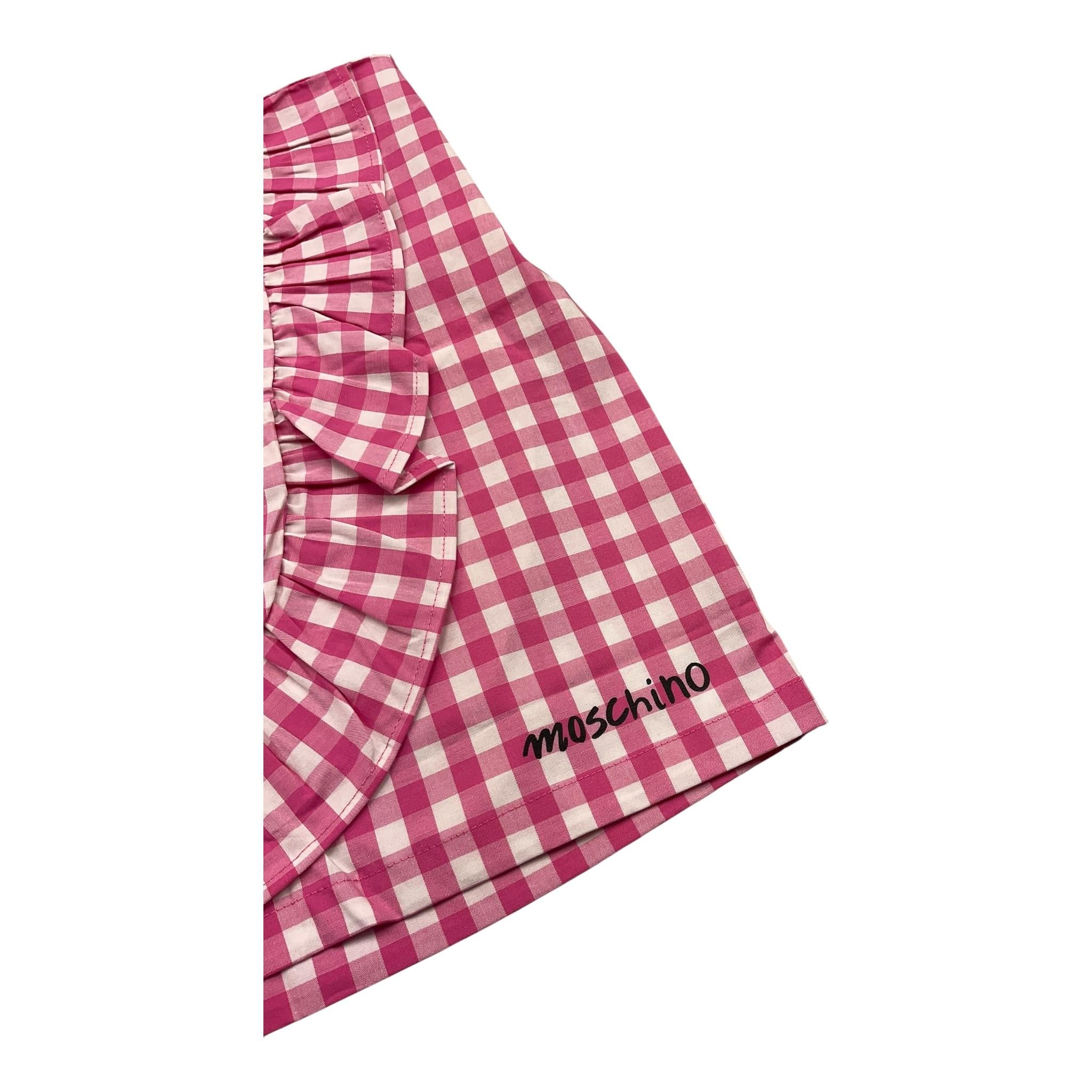 Moschino Short Fantasia Quadretti per Bambina SHTMO BIANCO/ROSA MOSCHINO 