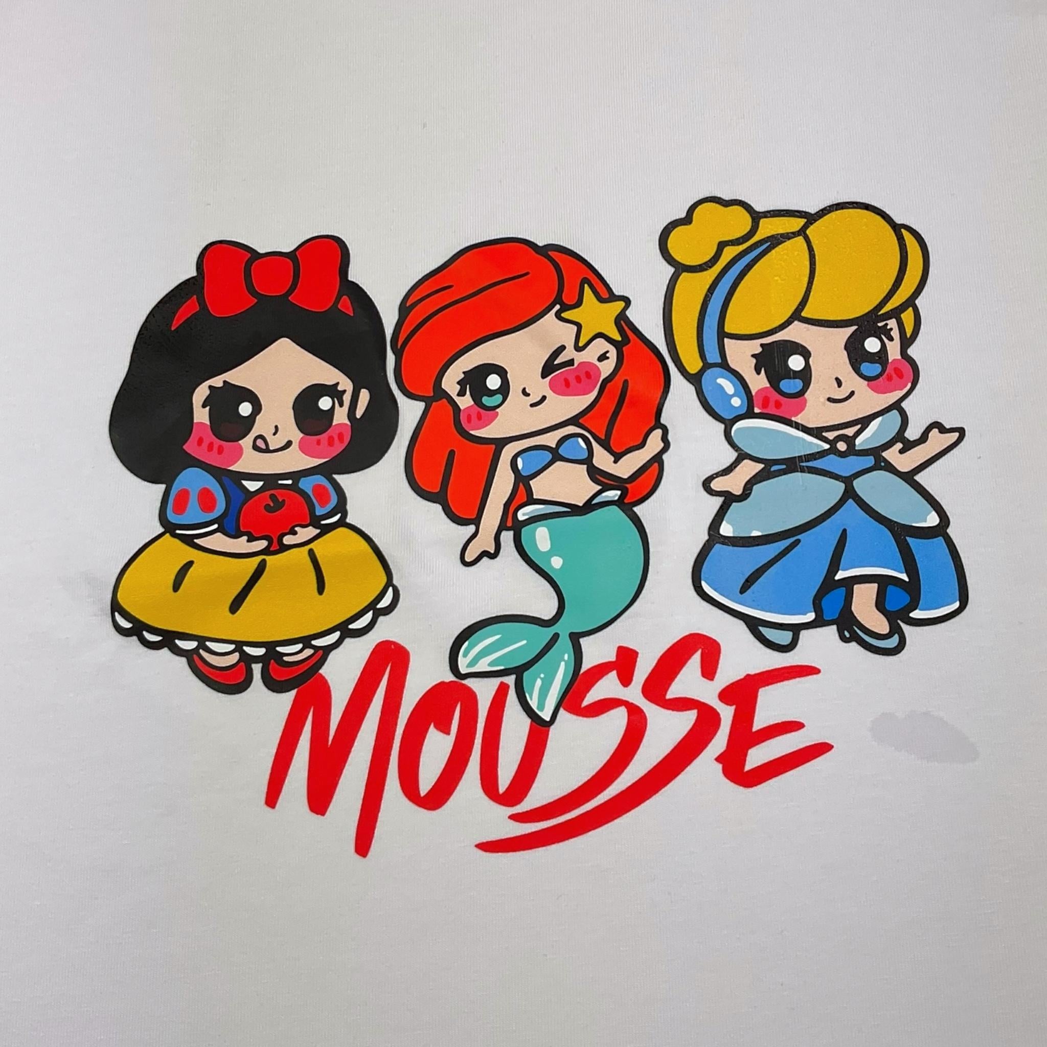 Mousse T-Shirt Girocollo Tinta Unita con Stampa per Bambina SKTS375W BIANCO MOUSSE 