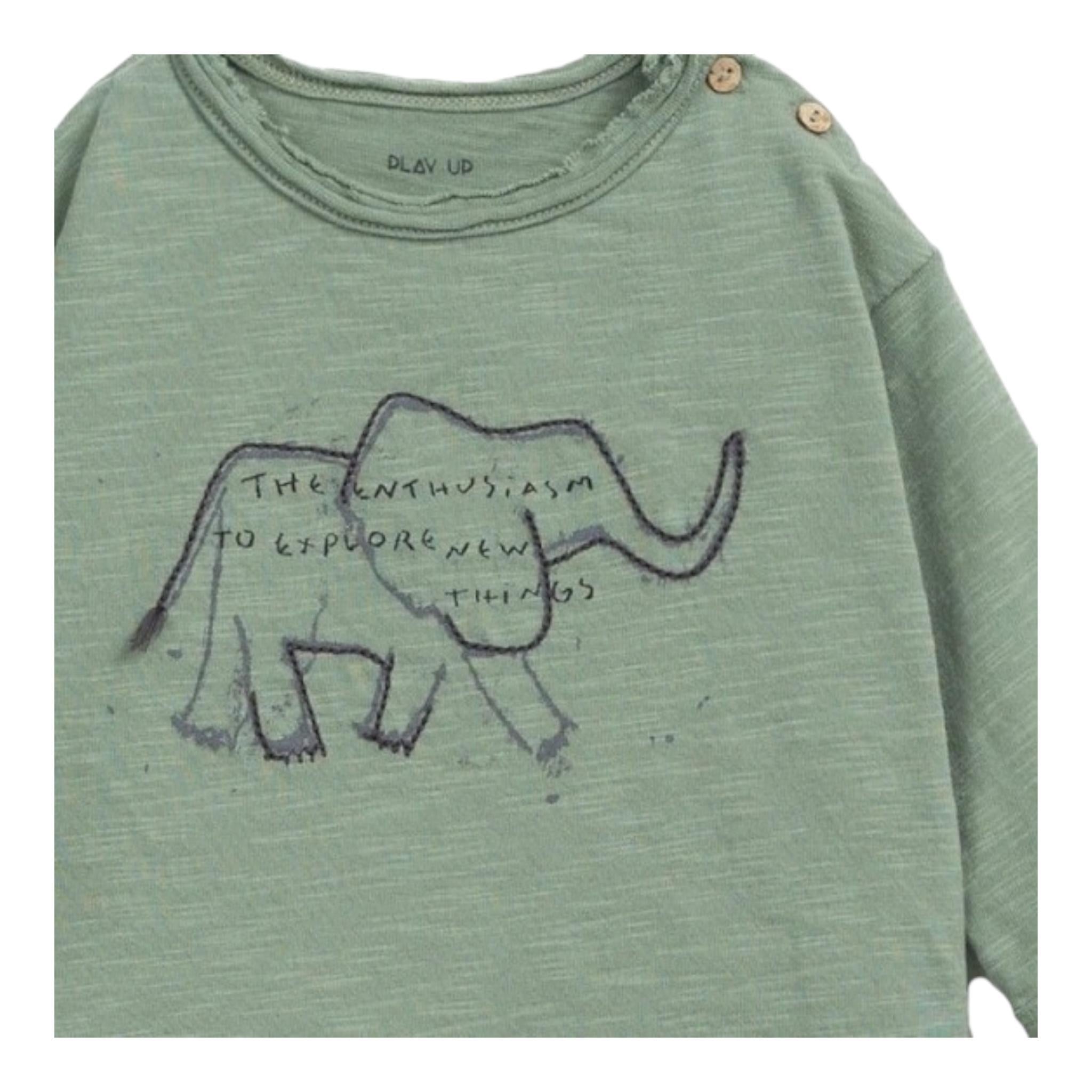 PLAY UP shirt girocollo tinta unita con stampa Verde per Neonato PA011AP11002 VERDE PLAY UP 