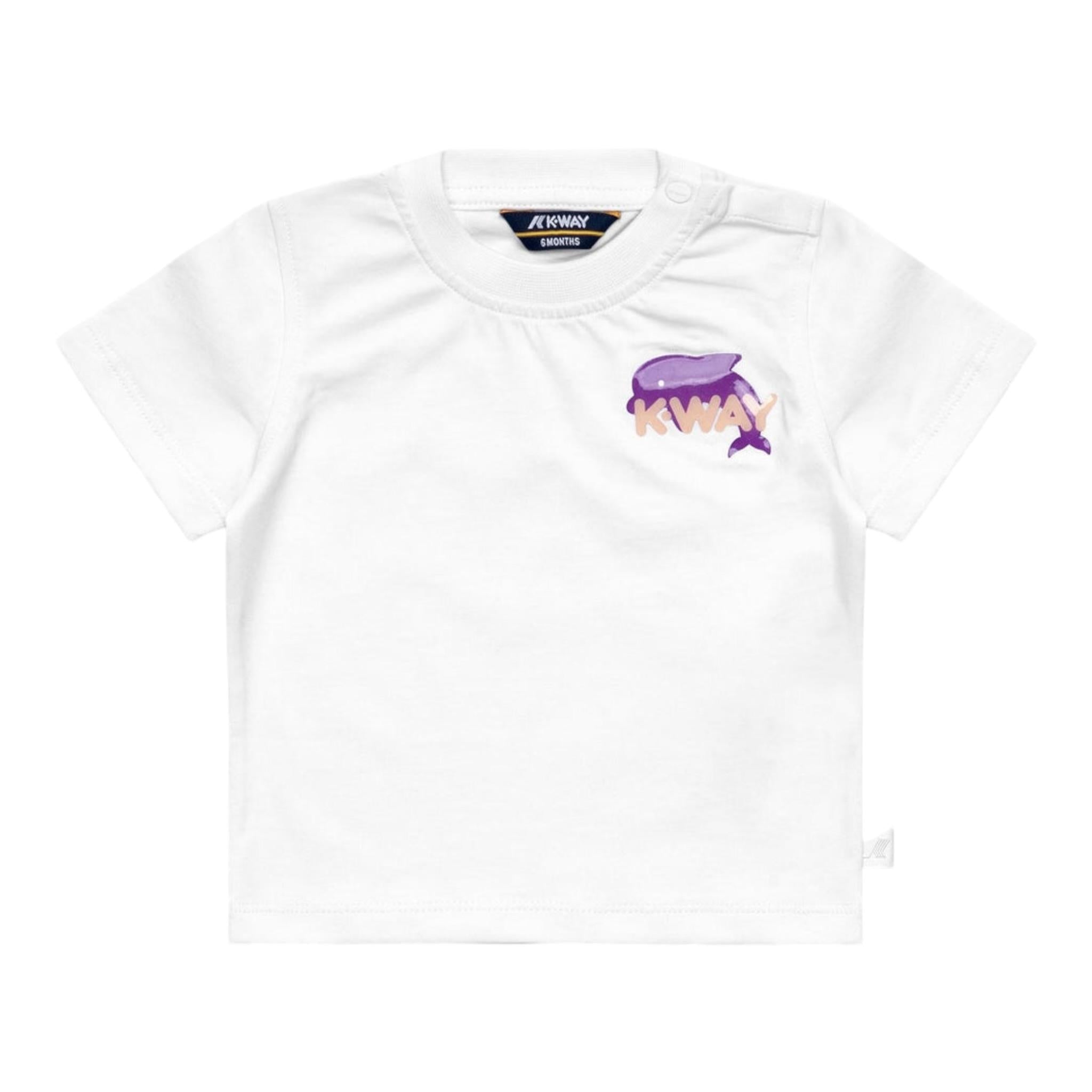 K-Way T-Shirt Girocollo Tinta Unita con Logo per Neonata K4125NWXX BIANCO K-WAY 