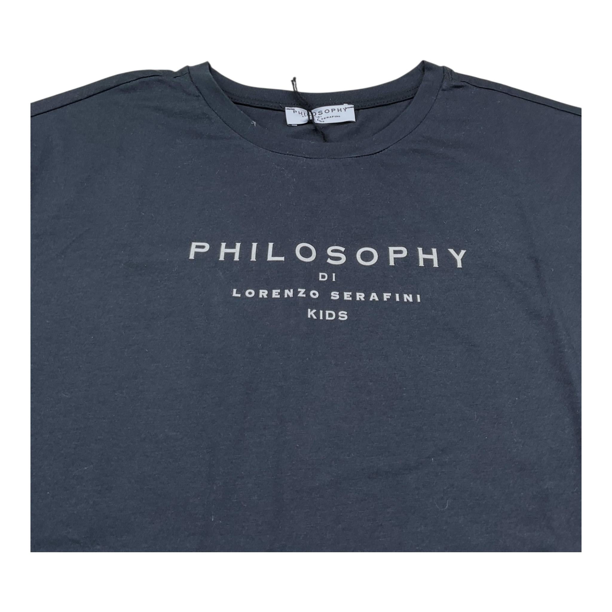 Philosophy T-Shirt Girocollo Tinta Unita con Stampa per Bambina I1E605 NERO PHILOSOPHY 