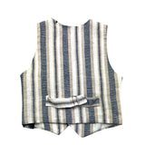 Never Too Gilet Tinta Unita Con Bottoni E Fantasia A Righe Beige Per Neonato
