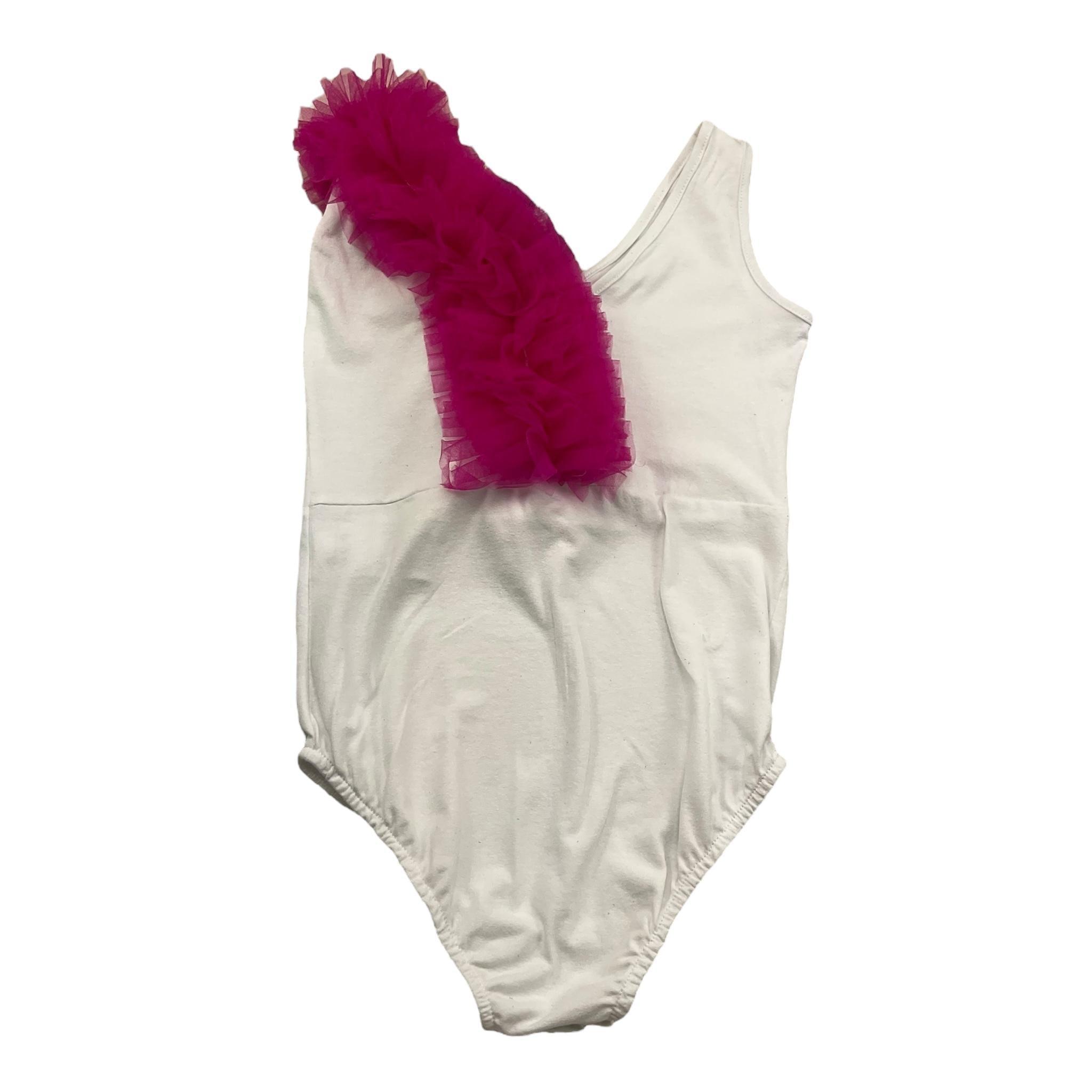 Petit Posh Body Giromanica Tinta Unita con Tulle per Bambina GFJS25073BD BIANCO/FUXIA PETIT POSH 