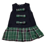 LE BEBE' abito giromanica tinta unita cn gonna scozzese Blu per Neonata LBG6116 BLU LE BEBE' 