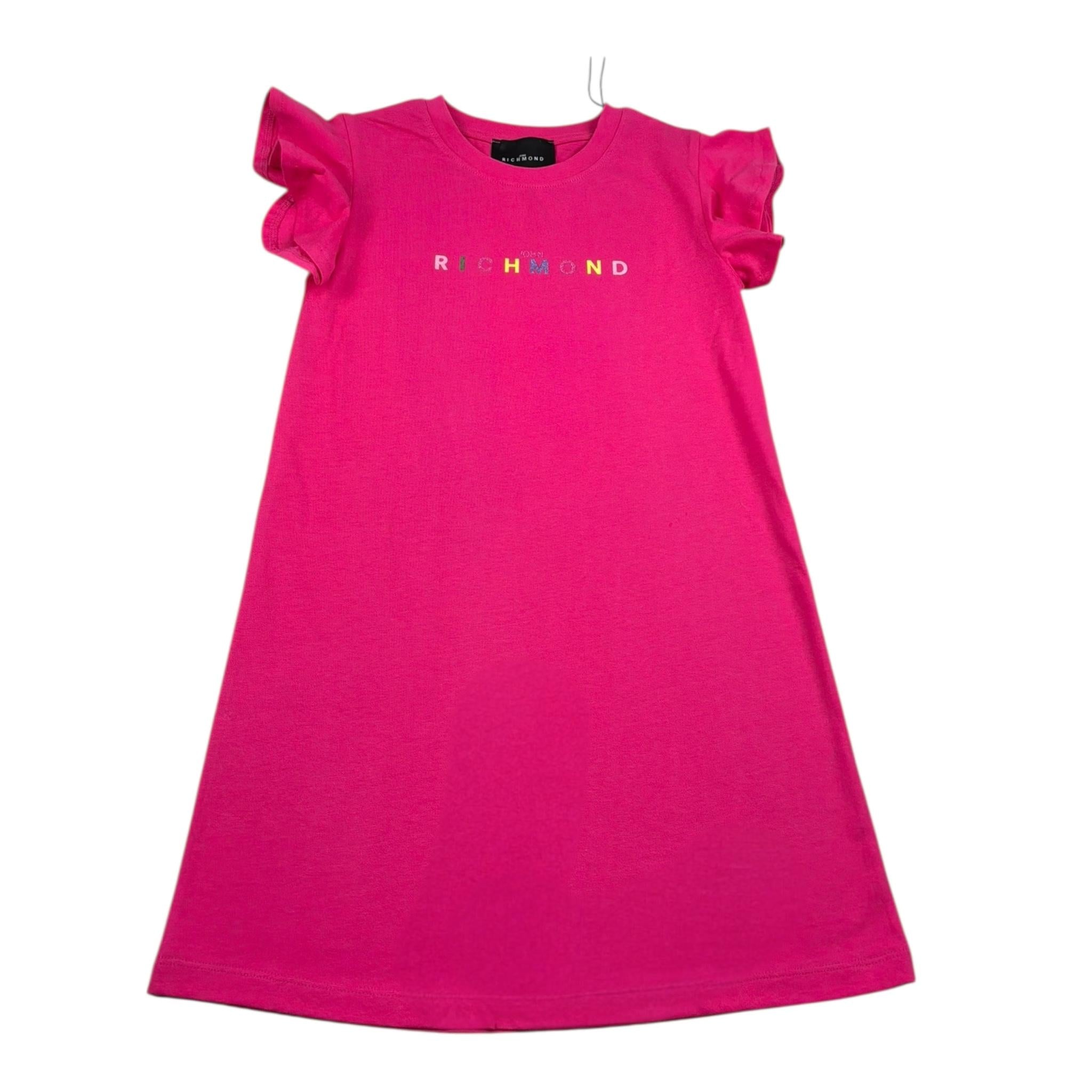 John Richmond Abito Mezza Manica Girocollo Tinta Unita con Stampa per Bambina RGP26023VE FUXIA JOHN RICHMOND 