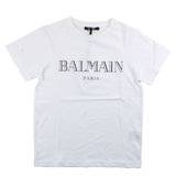 Balmain T-Shirt Girocollo Tinta Unita Con Stampa Logo