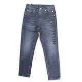 Balmain Jeans Tinta Unita Con Stampa Logo