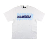 Dsquared2 T-Shirt Girocollo Tinta Unita Con Stampa In Contrasto