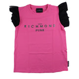 John Richmond T-Shirt Tinta Unita Con Stampa E Maniche In Tulle