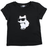 Karl Lagerfeld T-Shirt Girocollo Tinta Unita Con Stampa In Contrasto