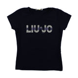 Liu Jo T-Shirt Giroocllo Tinta Unita Con Stampa Logo