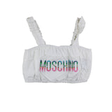 Moschino Top Tinta Unita Con Stampa Logo In Contrasto