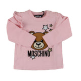 Moschino Shirt Girocollo Tinta Unita Con Stampa Orso