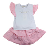 Twinset Completo Bicolore T-Shirt-Gonna